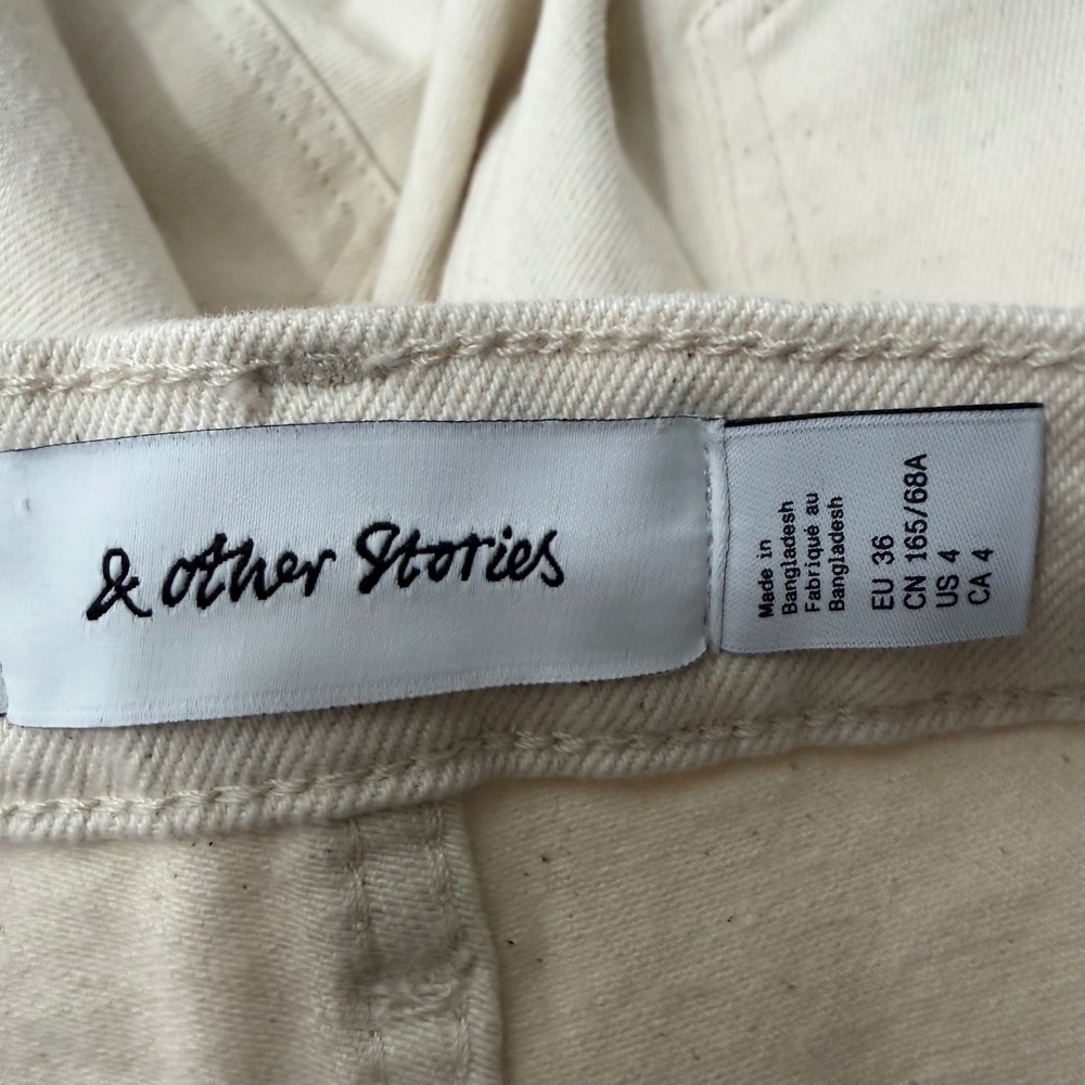 & Other Stories Womens High Waist Wide Leg Denim Jeans Cream Off-White Size 4 - Picture 7 of 10